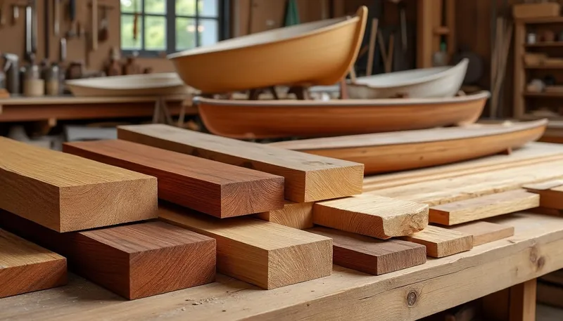 What types of wood are traditionally used for boatbuilding?